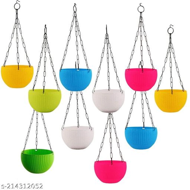 Plastic Hanging Planter (Multicolor, Pack of 10)