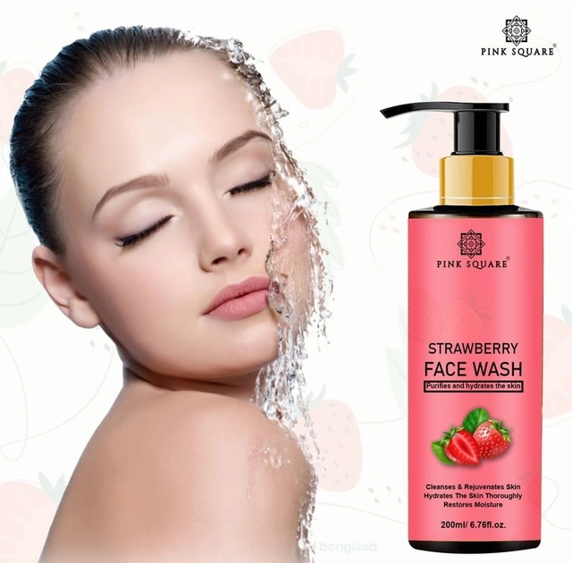 Combo of Pink Square Face and Body Whitening Serum (30 ml) with Strawberry Facewash (200 ml) & Lip Light Serum (30 ml) (Set of 3)