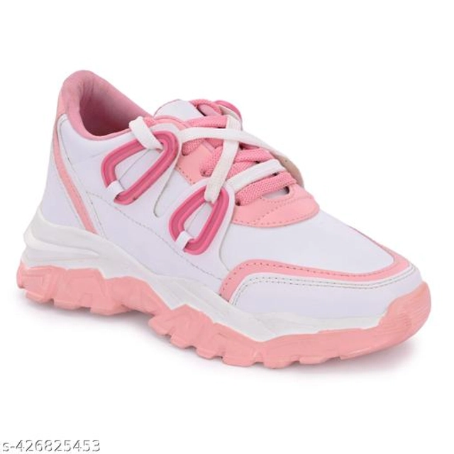 Casual Shoes for Women (Pink & White, 3)