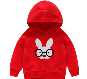 Cotton Printed Hoodie for Girls (Red, 2-3 Years)