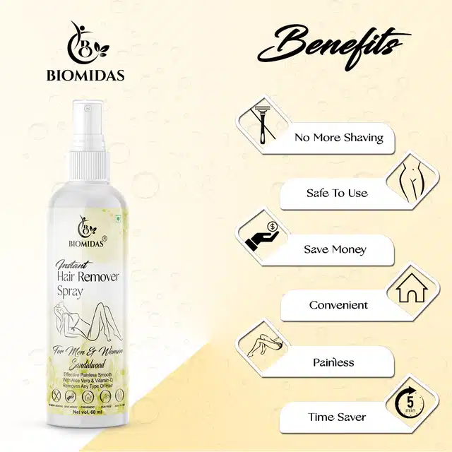 Biomidas Sandalwood Fragrance Painless Body Hair Removal Spray (60 ml)