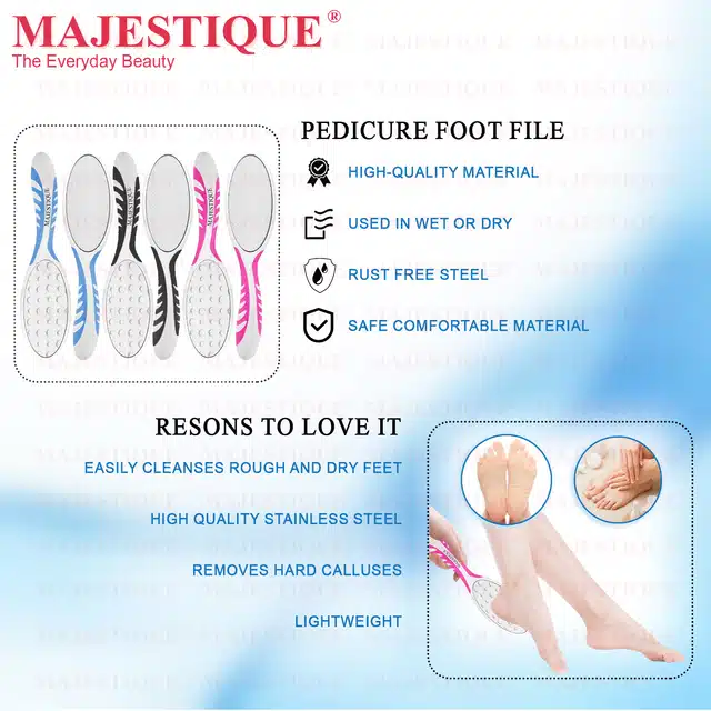 Majestique Dual Side Foot Scrubber With Handle (Pack of 1, Assorted) (BB-28)