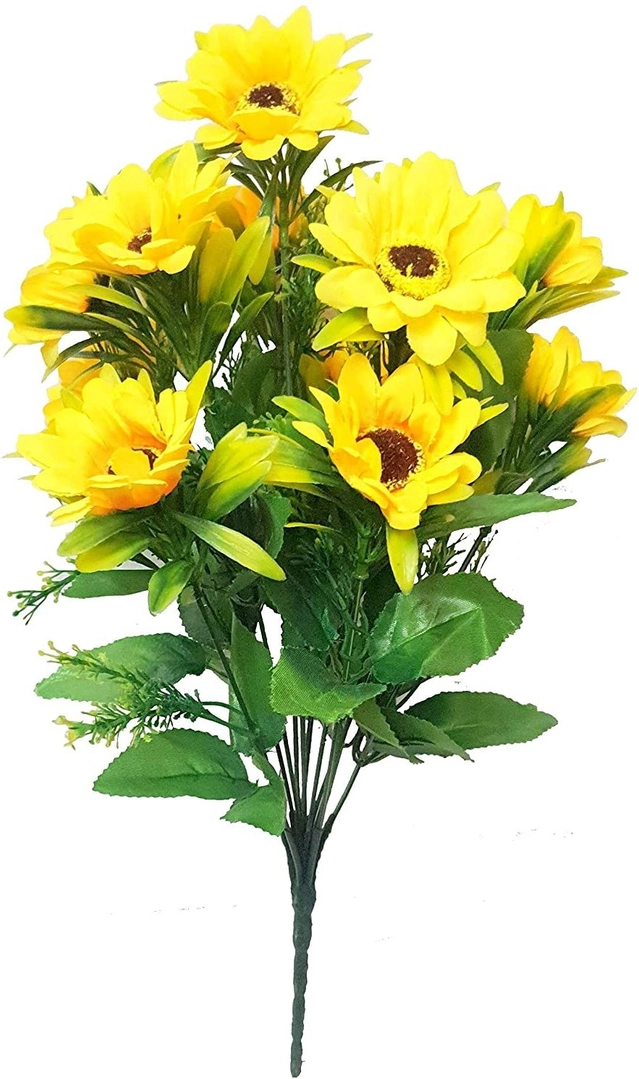 Artificial SunFlowers Bunches for Diwali Decoration (Yellow, Pack of 2)