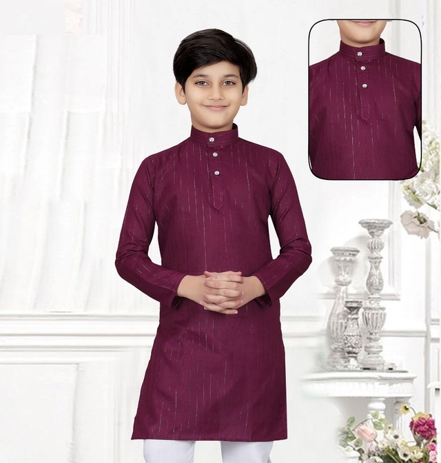 Cotton Solid Kurta for Boys (Purple, 3-4 Years)