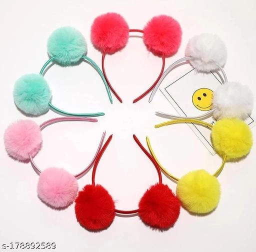 Fur Hair Band for Women (Multicolor, Pack of 6)