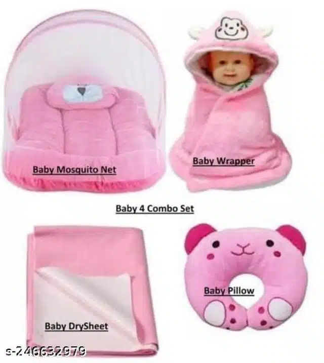 Combo of Baby Sleeping Set (Pink, Set of 4)