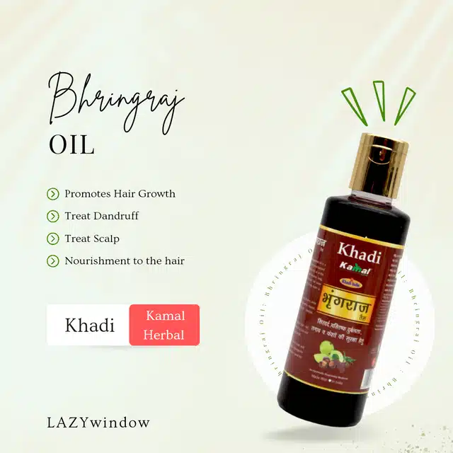 Khadi Kamal Herbal Bhringraj Powder with Oil (Pack of 2)