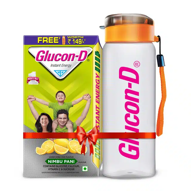 Glucon-D Instant Energy Health Drink Nimbu Pani 1 Kg (Refill) + Free Sipper