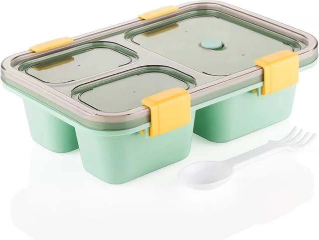 ANJANI Tokyo Lunch Box 3 Compartment Plastic Tiffin Box (Assorted, Pack of 1)