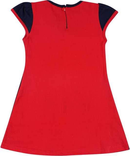 Icable Casual Cotton Blend Kids Dress (Red, 2-3 Years) (PJ-2)