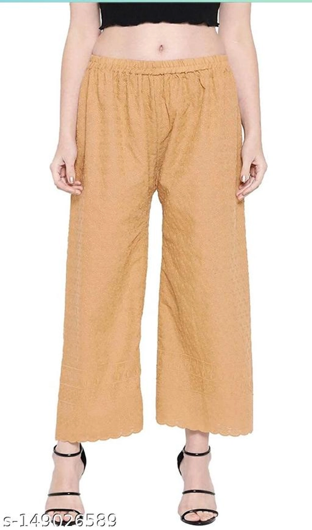 Cotton Palazzos for Women (Beige, 30)