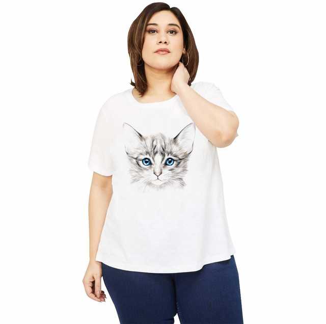 Ragmen Fashion Polyester Womens T-shirts (White, XXXL) (RF-253)