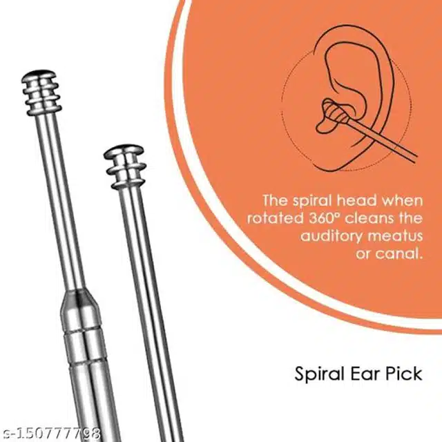 Stainless Steel Ear Cleaners (Silver, Set of 6)