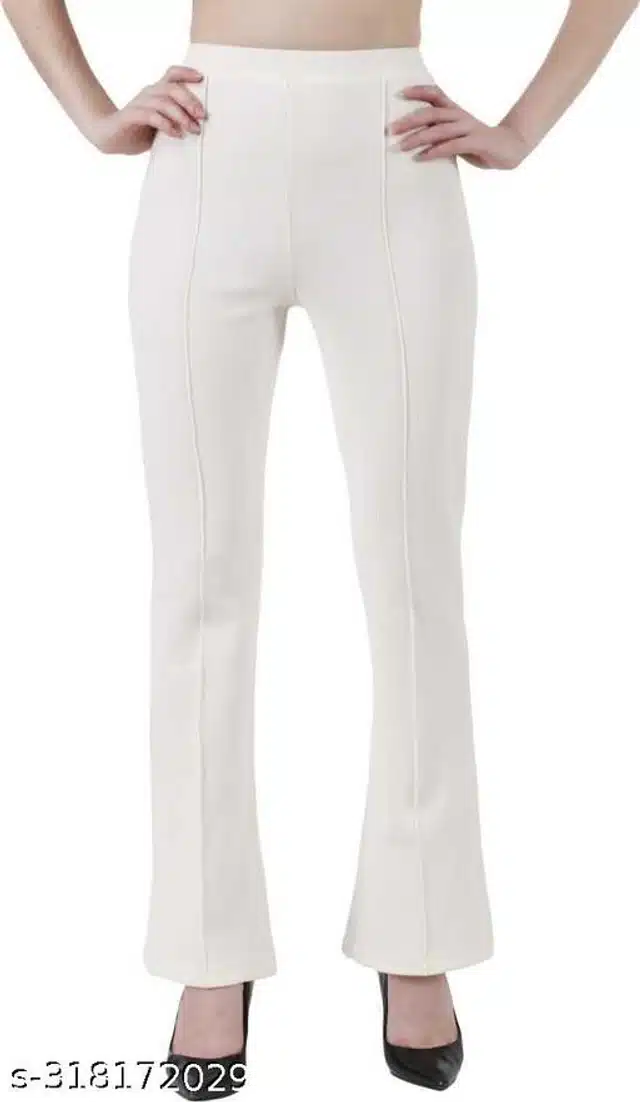 Cotton Blend Trouser for Girls (White, 3-4 Years)