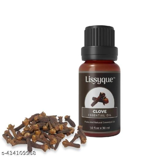  Lissyque Essential Clove Essential Oil For Face, Hair Growth, Skin Whitening & Lightening, Nails, Home Cleaning, Soap Making, Lips, Diffuser & Aromatherapy. 100% Natural, Undiluted, Pure & Therapeutic Grade Essential Oil, 30 ml (pack of 1)