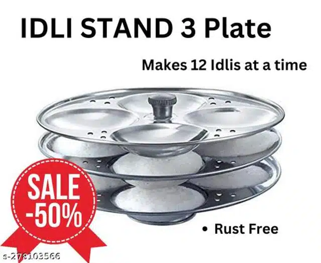 Stainless Steel 3 Plate Idli Maker (Silver)