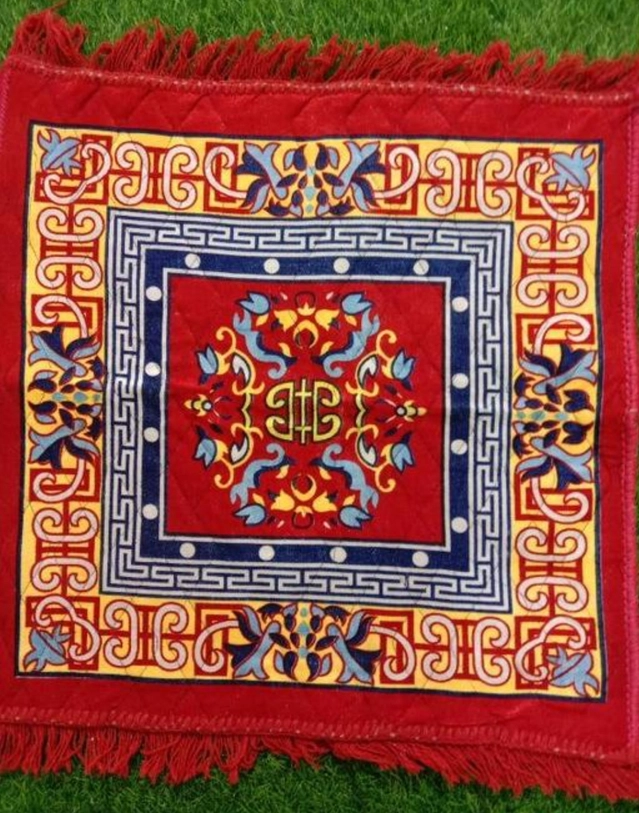 Velvet Printed Pooja Mat (Multicolor , 2×2 feet)