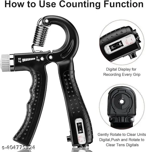 Adjustable Hand Grip With Smart Counter Hand/Power Gripper For Home & Gym Workouts (5Kg -60Kg) Perfect For Finger & Forearm Hand Exercises & Strength Building For Men & Women