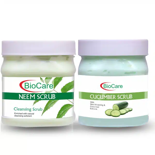Biocare Neem Scrub (500 ml) with Cucumber Scrub (500 ml) (Combo of 2) (A-135)