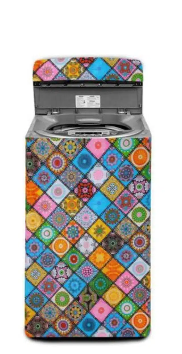 Knit Printed Top Load Washing Machine Cover (Multicolor)