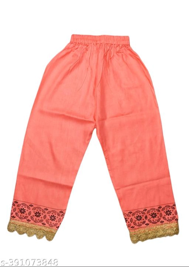 Rayon Printed Kurta with Pant for Girls (Peach, 4-5 Years)