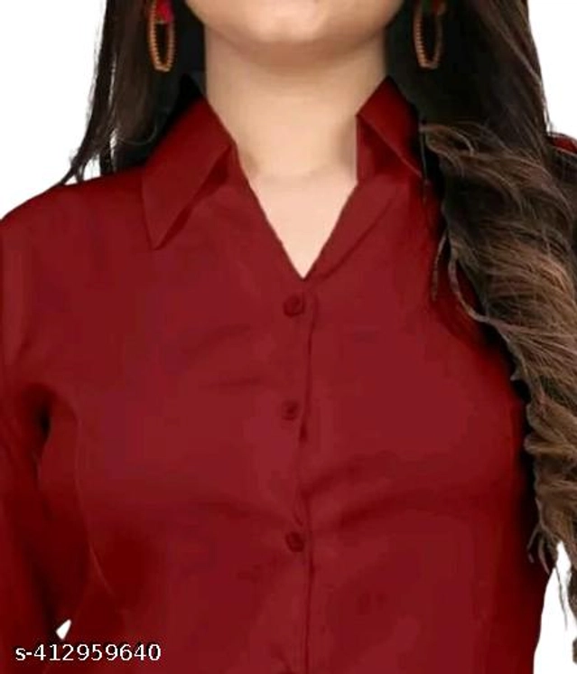 Three-Quarter Sleeves Solid Shirt for Women (Black & Maroon, S) (Pack of 2)