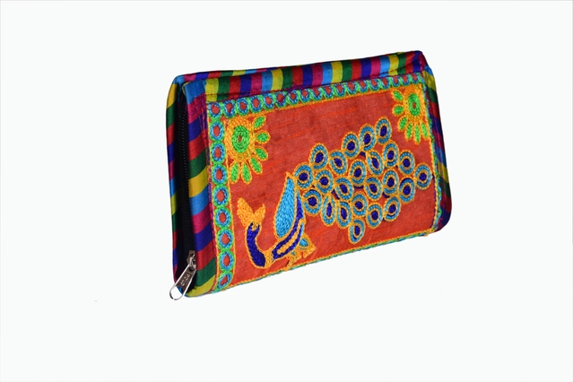 Handcrafted Fabric Traditional Jaipuri Gujrati Clutch for Women & Girls (Multicolor)