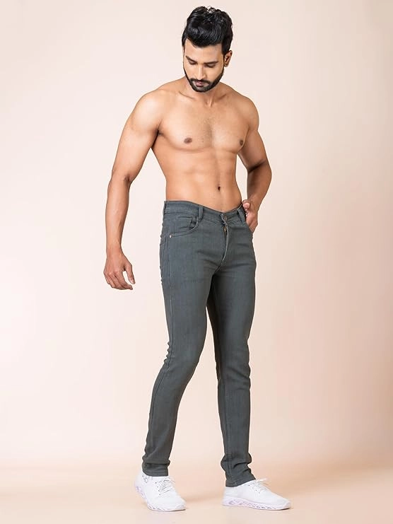 Denim Solid Jeans for Men (Grey, 28)