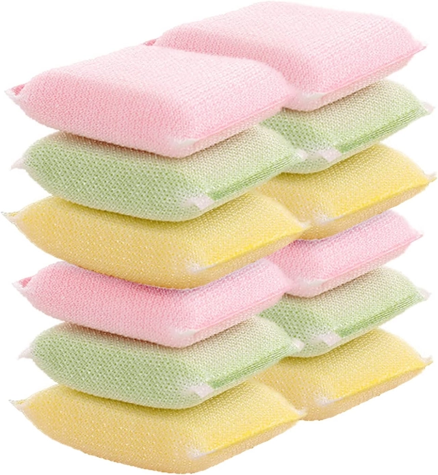 Scratch Proof Kitchen Utensil Scrubber Pads for Dishwashing (Multicolor, Pack of 12)