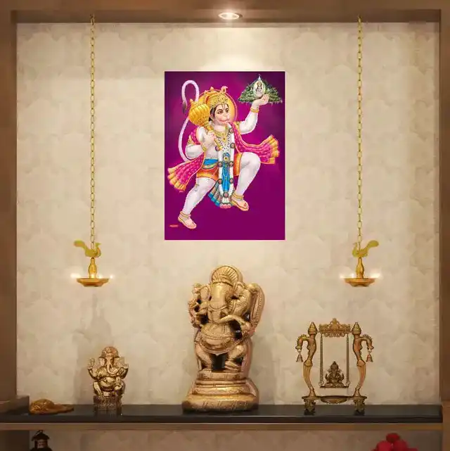 गॉड & गोड्स पहाड़ हनुमान क्रिस्टल 20 वॉल स्टीकर (40 x 60 x 0.1 Cm)