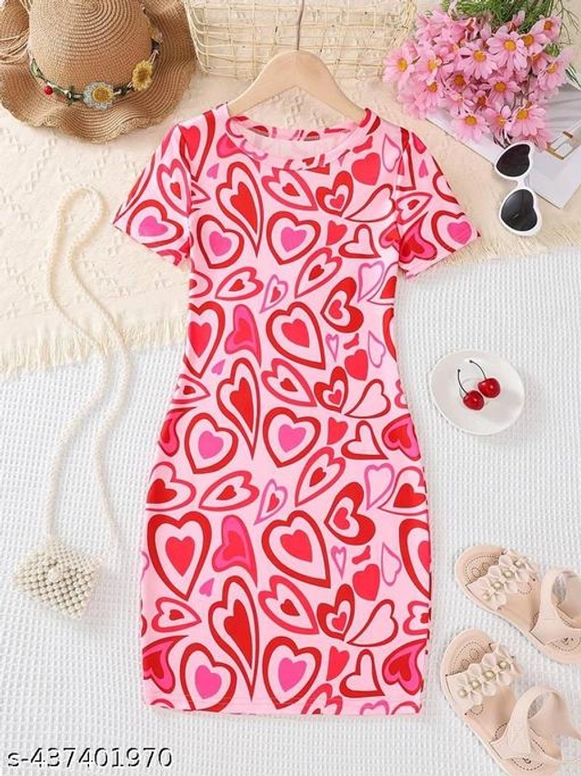 Cotton Blend Dress for Girls (Red, 4-5 Years)