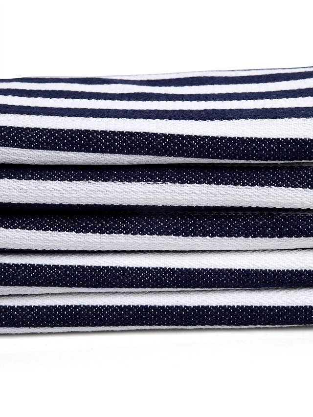 Cotton Striped Face & Hand Towels (Blue, Pack of 5 ) (34x14 inches)