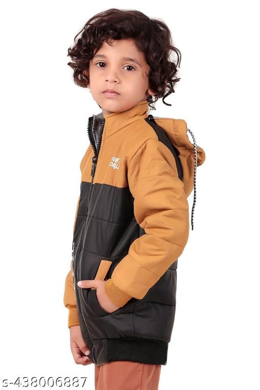 Nylon Jacket for Boys (Mustard & Black, 1-2 Years)