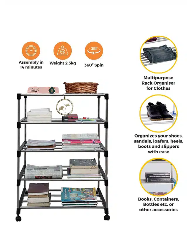 5 Layers Book Shelf (Black)