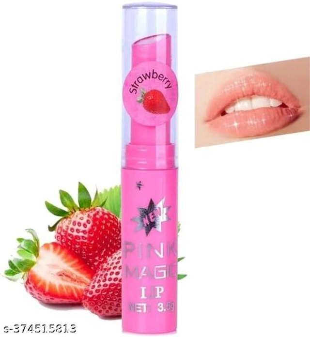 Color Changing Magic Strawberry Lip Balm (Pink, Pack of 2)