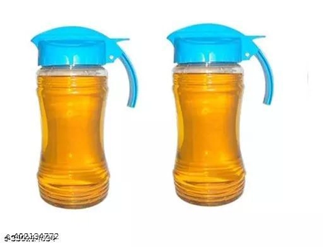 Plastic Oil Dispenser Bottle (Sky Blue, 1000 ml) (Pack of 2)