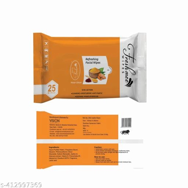 Fresh Mee Kesar Ubtan (25 Pcs) Cleansing Face Wipes (Pack of 2)