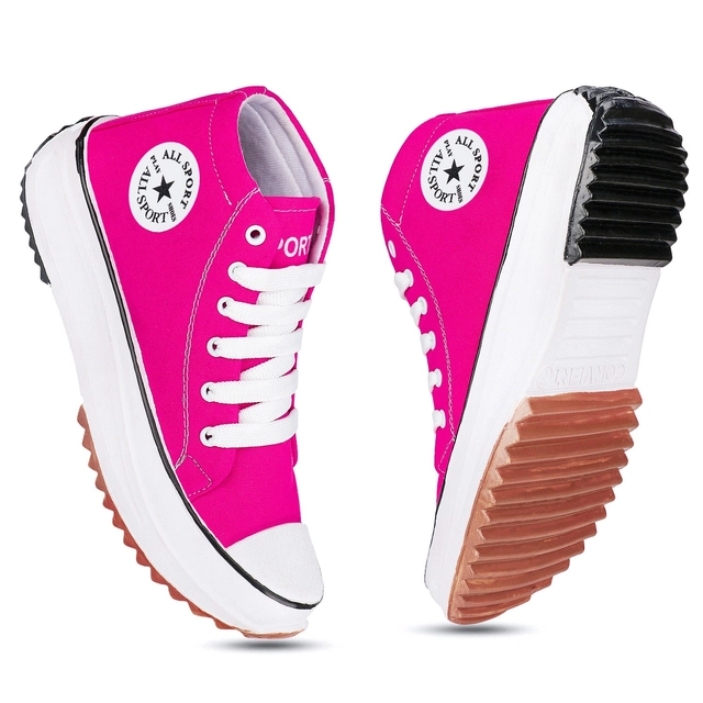 Casual Shoes for Women & Girls (Pink & White, 4)