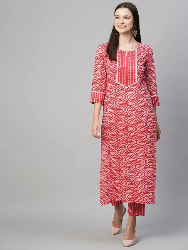 Viscose Rayon Printed Kurti for Women (Red, S)