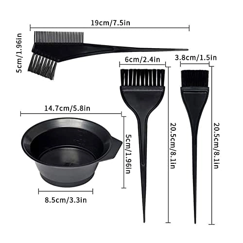 Combo of 3 Pcs Dye Brushes with Mixing Bowl for Hair Colour (Black, Set of 2)