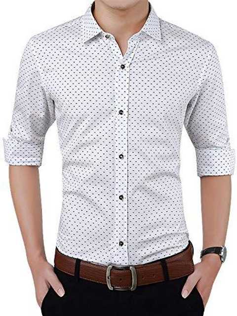 Maruti Fashion Cotton Designer Casual Solid Men's Shirt (White, M) (ME-58)