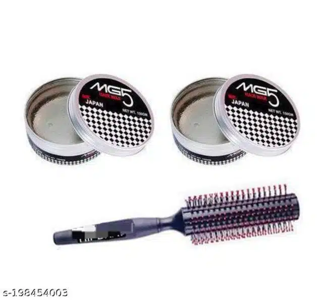 MG5 Hair Roller Comb with 2 Pcs Wax for Men (150 g) (Black, Set of 2)