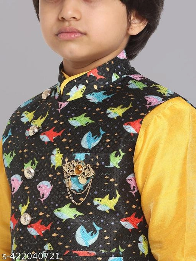 Art Silk Ethnic Jackets for Boys (Multicolor, 1-2 Years)