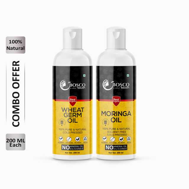 Bosco Touch Pure Wheat Germ Oil (200 ml) & Moringa Oil (200 ml) Combo For Rapid Hair Growth (Pack Of 2) (B-661)