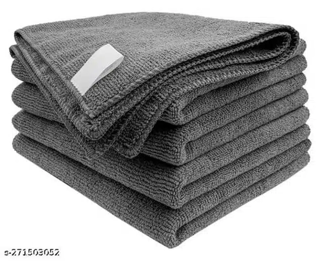 Microfiber Bath Towel (Grey, 40x40 cm) (Pack of 5)