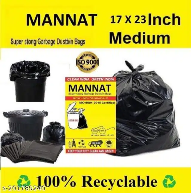 Garbage Bags (Black, 17x23 Inches) (Pack of 50)