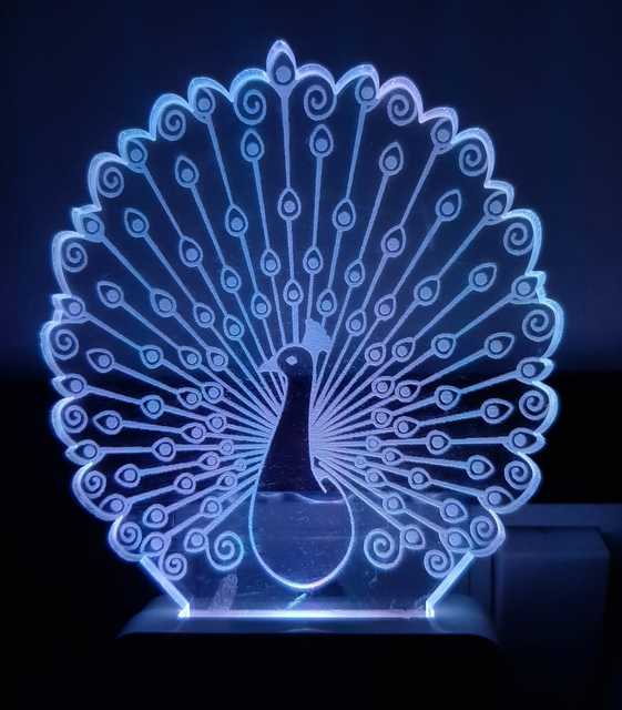 Plastic 7 Color Changing 3D Led Night Lamp For Living Room (Ms-138)