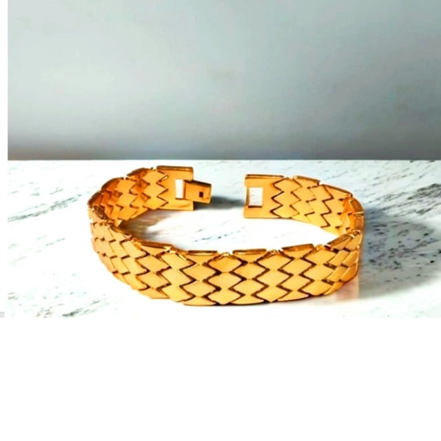 Brass Cube Design Bracelet for Men (Gold)