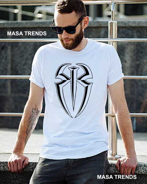 Masaworld  Polyester Stylish Designer T-Shirts For Men (White, M) (MW-12)