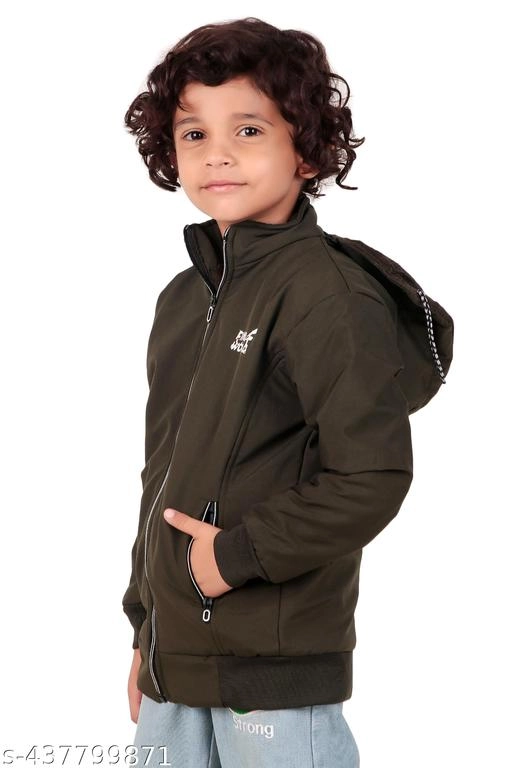 Polyester Jacket for Boys (Olive, 1-2 Years)